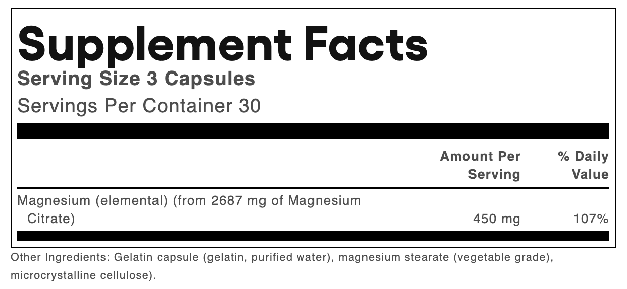 Natural Factors Magnesium Citrate 450 mg