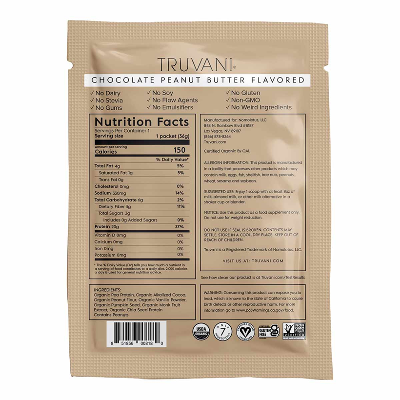Truvani Organic Plant Based Protein Powder (Chocolate Peanut Butter)