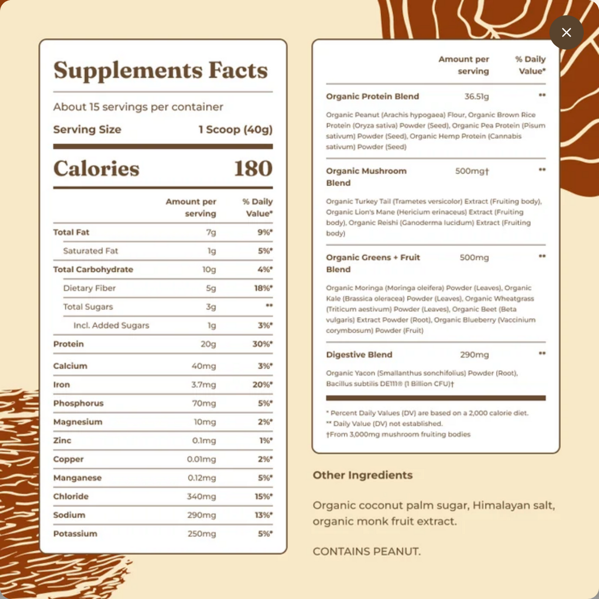 Four Sigmatic Organic Protein Powder (Peanut Butter)