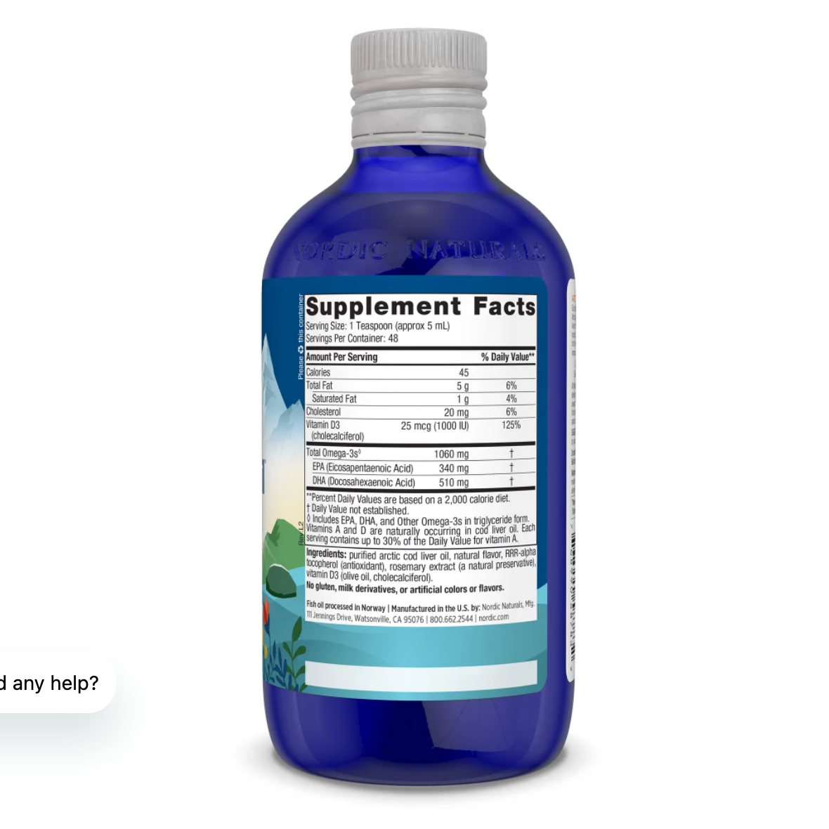 Nordic Naturals Arctic-D Cod Liver Oil Liquid (Lemon)