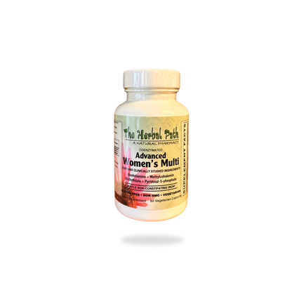 Bottle of 'The Herbal Path' Advanced Women's Multi on a white background