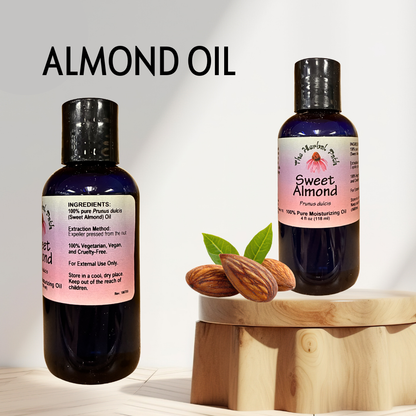 100% pure sweet almond oil by The Herbal Path Vitality Works. 4 ounces.