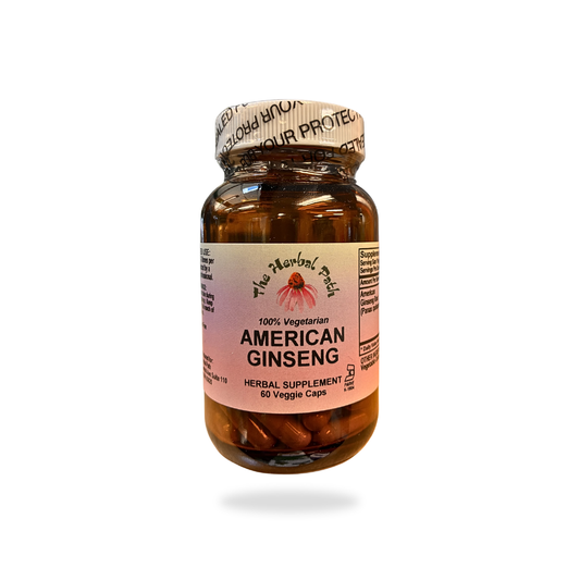Bottle of American Ginseng supplement on a white background