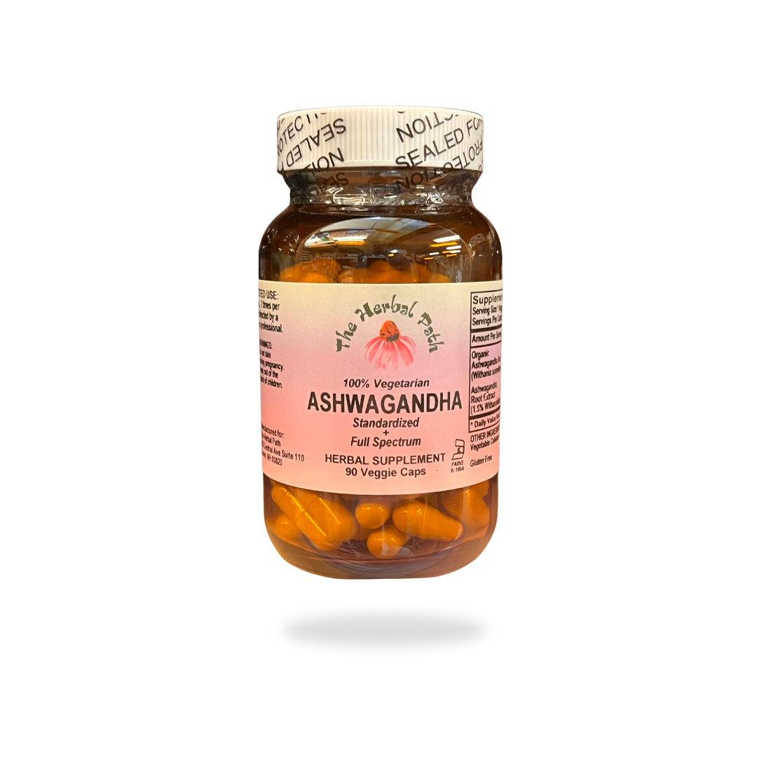Bottle of Ashwagandha supplement with 90 veggie caps.