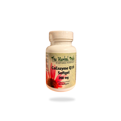 CoEnzyme Q10 Softgel bottle from The Herbal Path on a white background