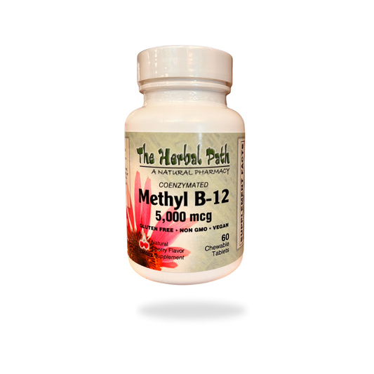Bottle of Methyl B-12 supplement containing 60 chewable tablets.