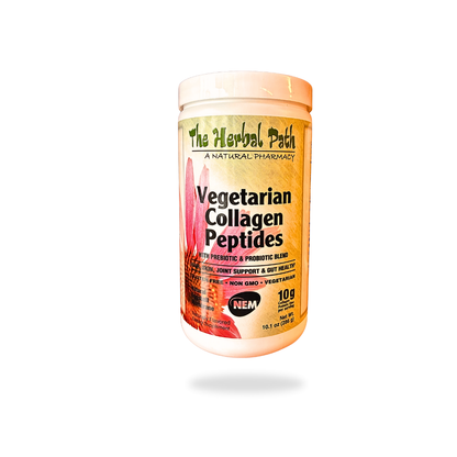 Container of Vegetarian Collagen Peptides from The Herbal Path on a white background