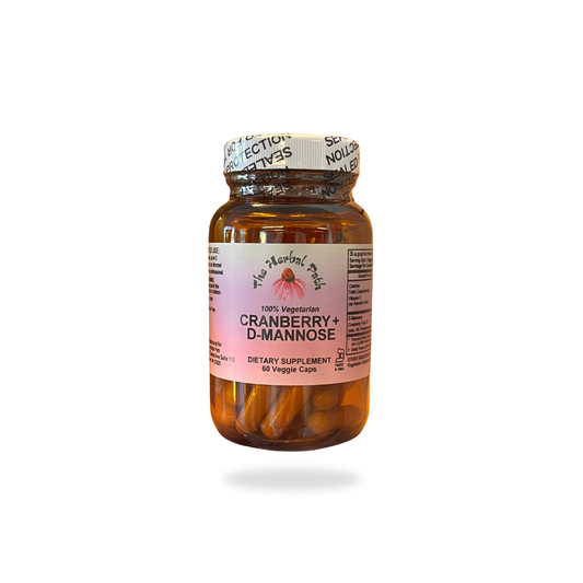 Supplement bottle labeled 'Cranberry-D-Mannose' on a white background