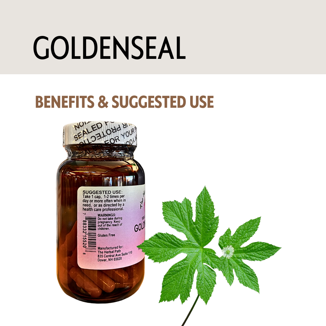 Goldenseal bottle with a leaf on a white background