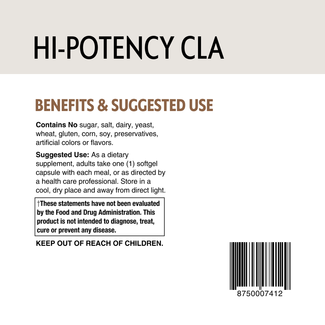 Back label of a supplement container with text and a barcode on a white background