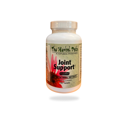 Bottle of 'Joint Support' supplement from The Herbal Path on a white background.