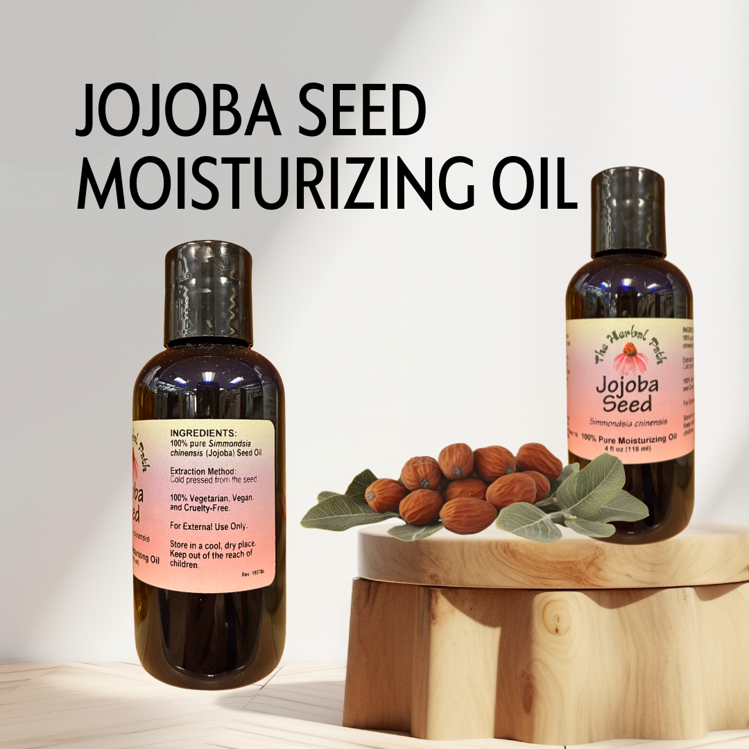 Jojoba seed pure moisturizing oil by The Herbal Path.