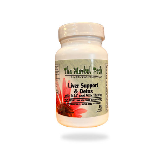 Bottle of 'Liver Support & Detox' supplement from The Herbal Path.