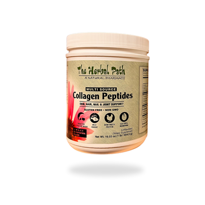 Container of The Herbal Path Multi Source Collagen Peptides on a white background