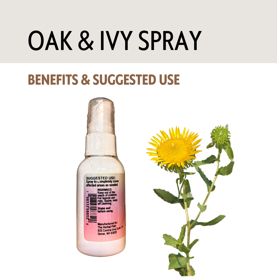 Oak & Ivy spray bottle with a sunflower and plant on a light background