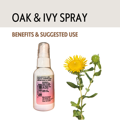 Oak & Ivy spray bottle with a sunflower and plant on a light background