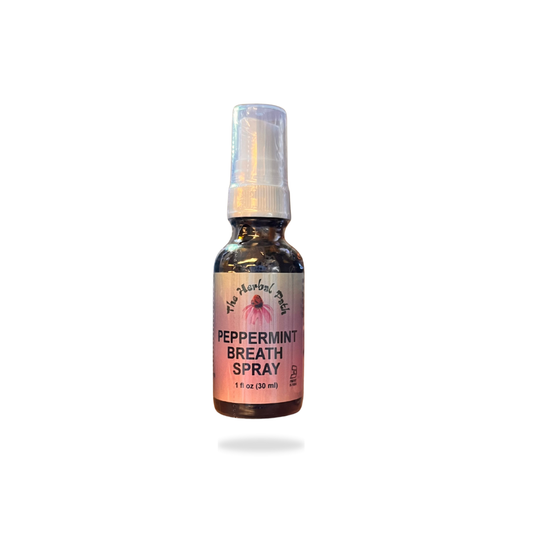 Peppermint breath spray bottle by The Herbal Path.