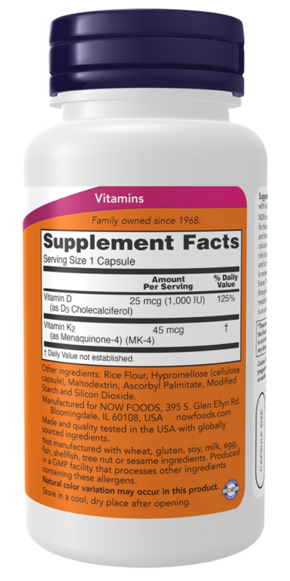 Vitamin D and Vitamin K2 ingredients
