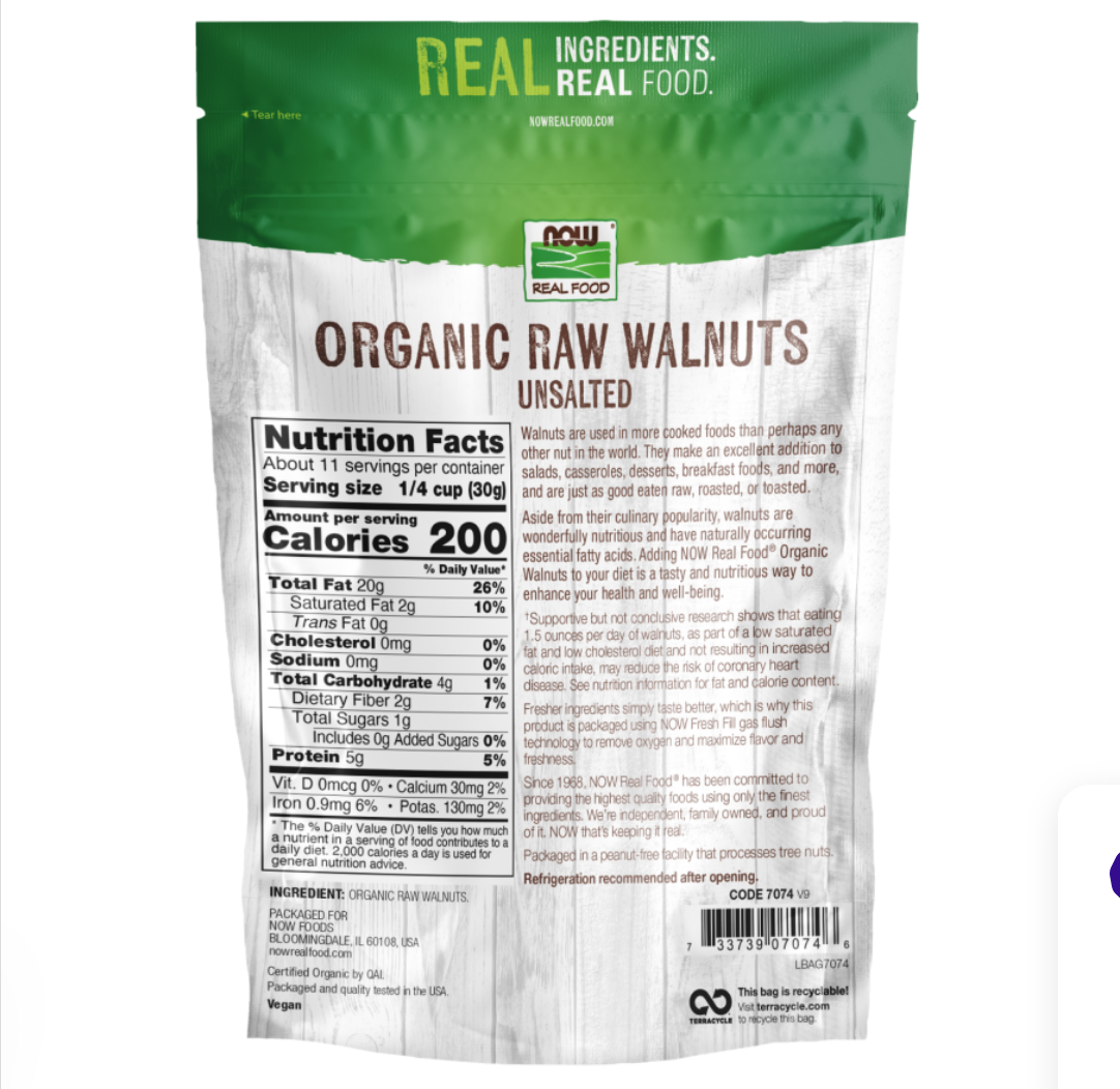 NOW Foods Raw Walnuts (Organic & Unsalted)