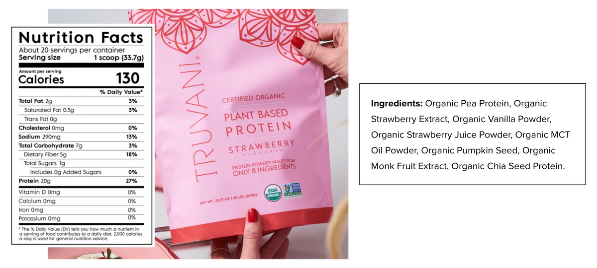 Truvani Organic Plant Based Protein Powder (Strawberry)