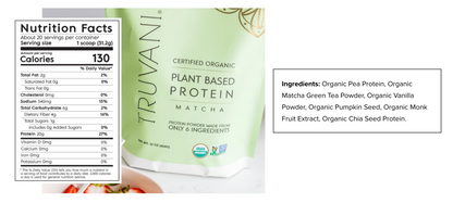Truvani Organic Plant Based Protein Powder (Matcha)
