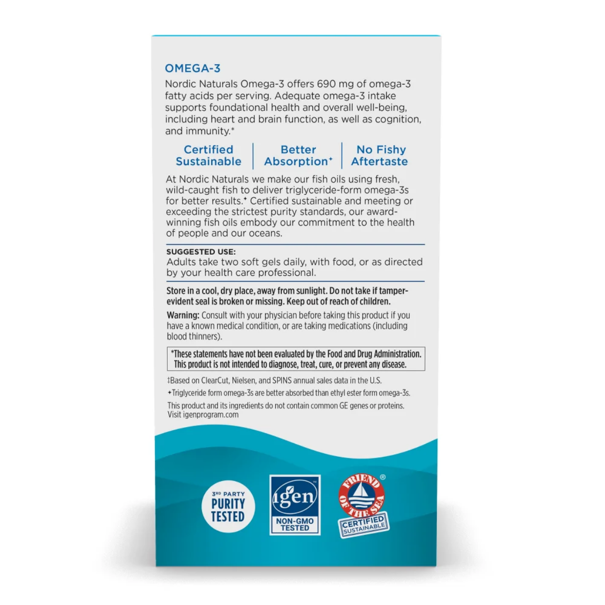 Nordic Naturals Omega-3 supplement label on a white background