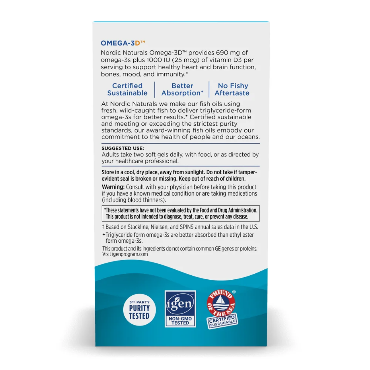 Nordic Naturals Omega-3 supplement label on a white background