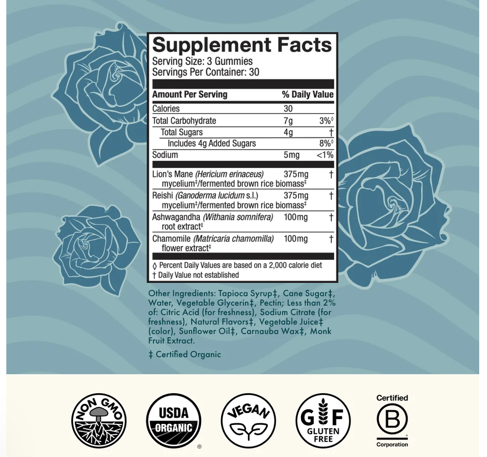 Host Defense Mushrooms Grateful Dead Gummies Stay Mellow (Cherry)