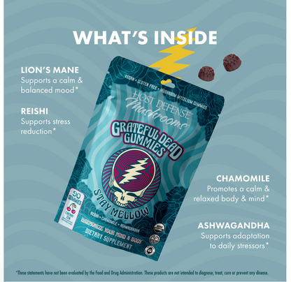 Host Defense Mushrooms Grateful Dead Gummies Stay Mellow (Cherry)