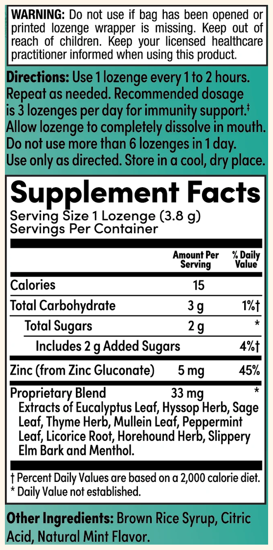 Zand Immunity Menthol Lozenges