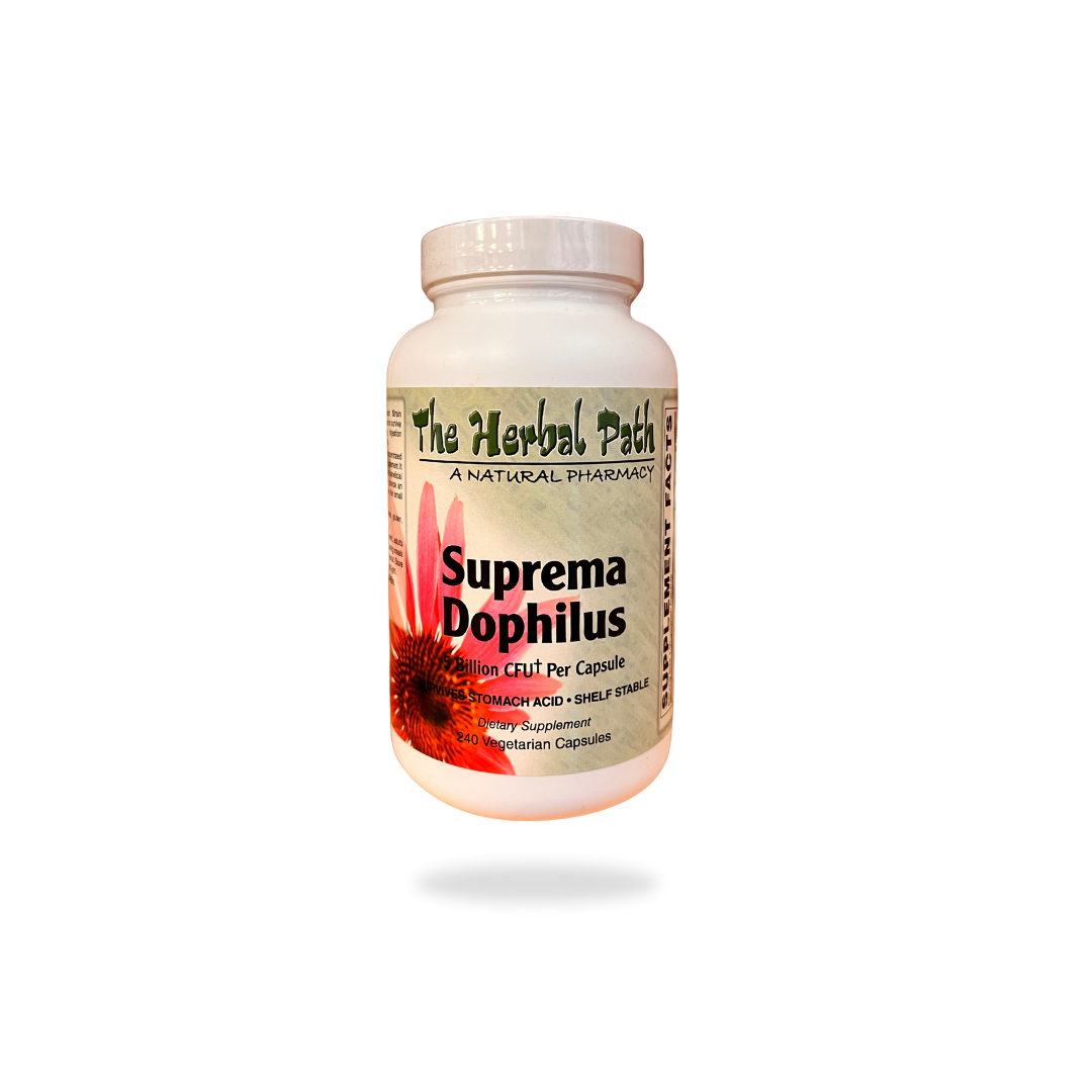 Suprema Dophilus supplement bottle from The Herbal Path on a white background