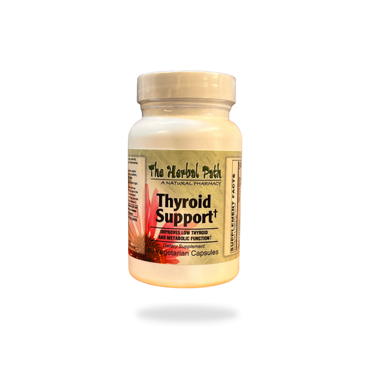 Thyroid Support supplement bottle from The Herbal Path on a white background.
