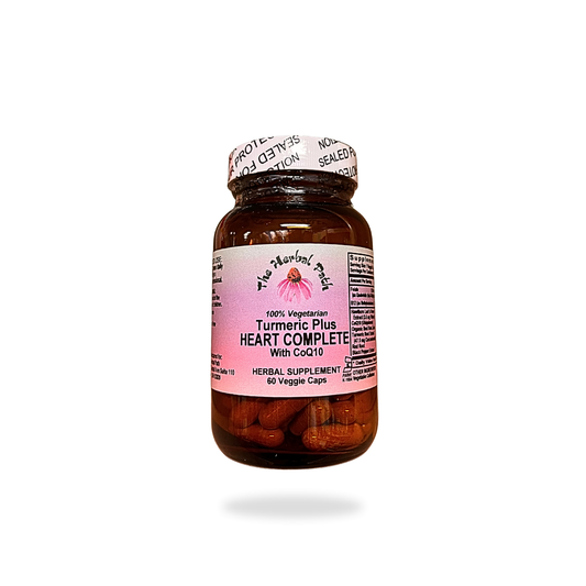 Herbal supplement bottle labeled 'Heart Complete' on a white background.