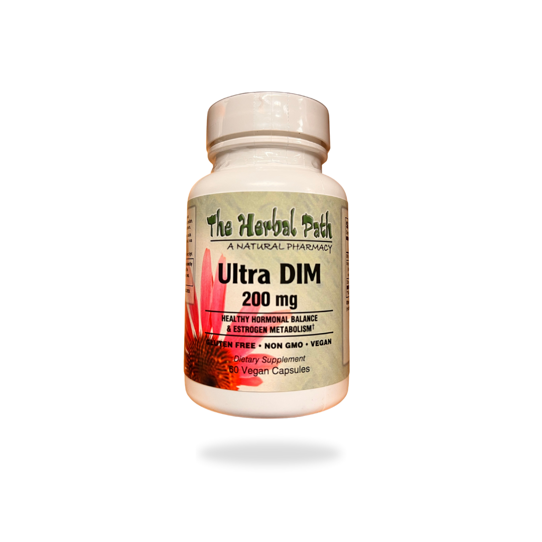 Bottle of Ultra DIM 200 mg supplement from The Herbal Path.