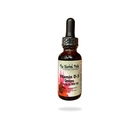 Bottle of Vitamin D-3 Drops by The Herbal Path.