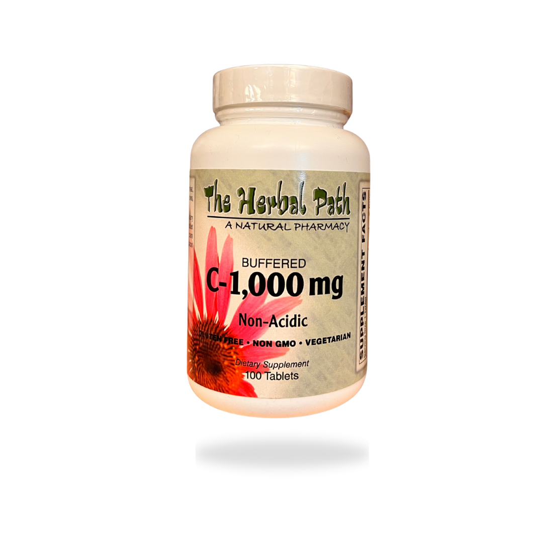 Vitamin C supplement bottle of 100 tablets labeled 'The Herbal Path' 