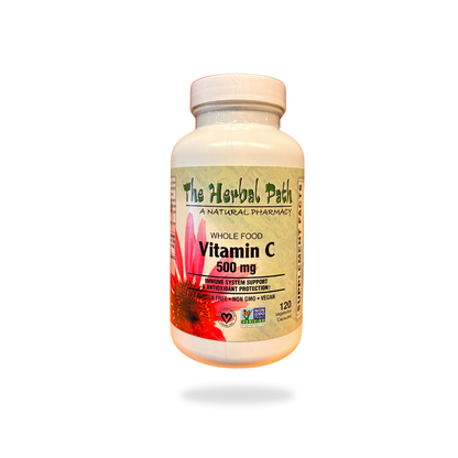 Vitamin C supplement bottle labeled 'The Herbal Path' on a white background